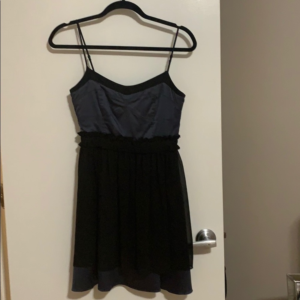 Black and blue flowy dress